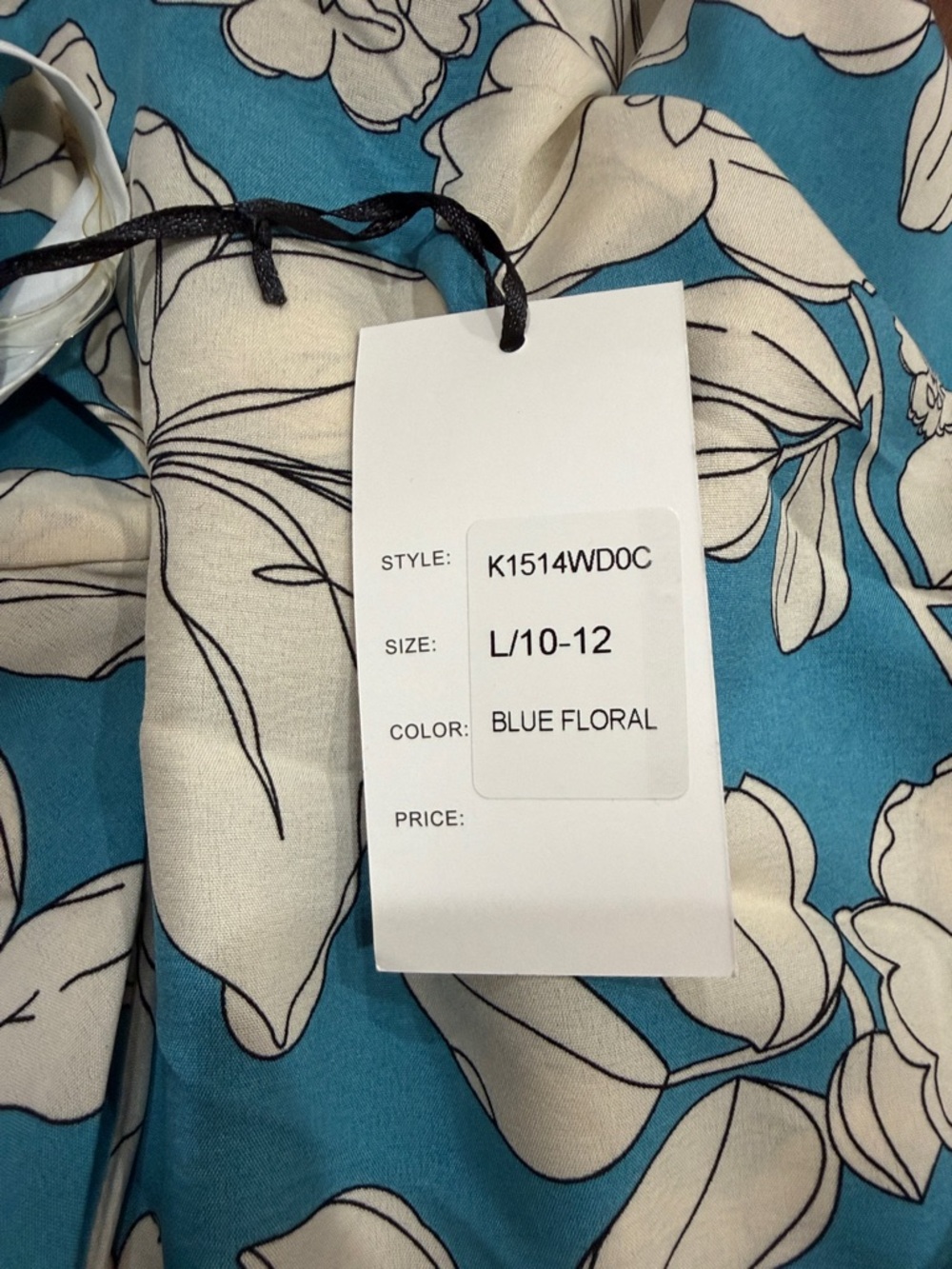 Unique Vintage Blue & White Floral Bouquet Swing Dress size L / 10-12 - Picture 5 of 6